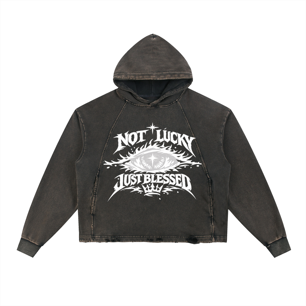 Vintage Washed Frayed-Hem Hoodie