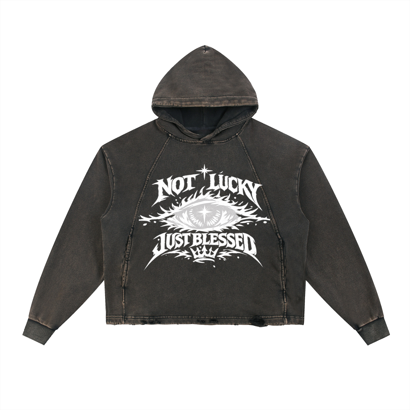 Vintage Washed Frayed-Hem Hoodie