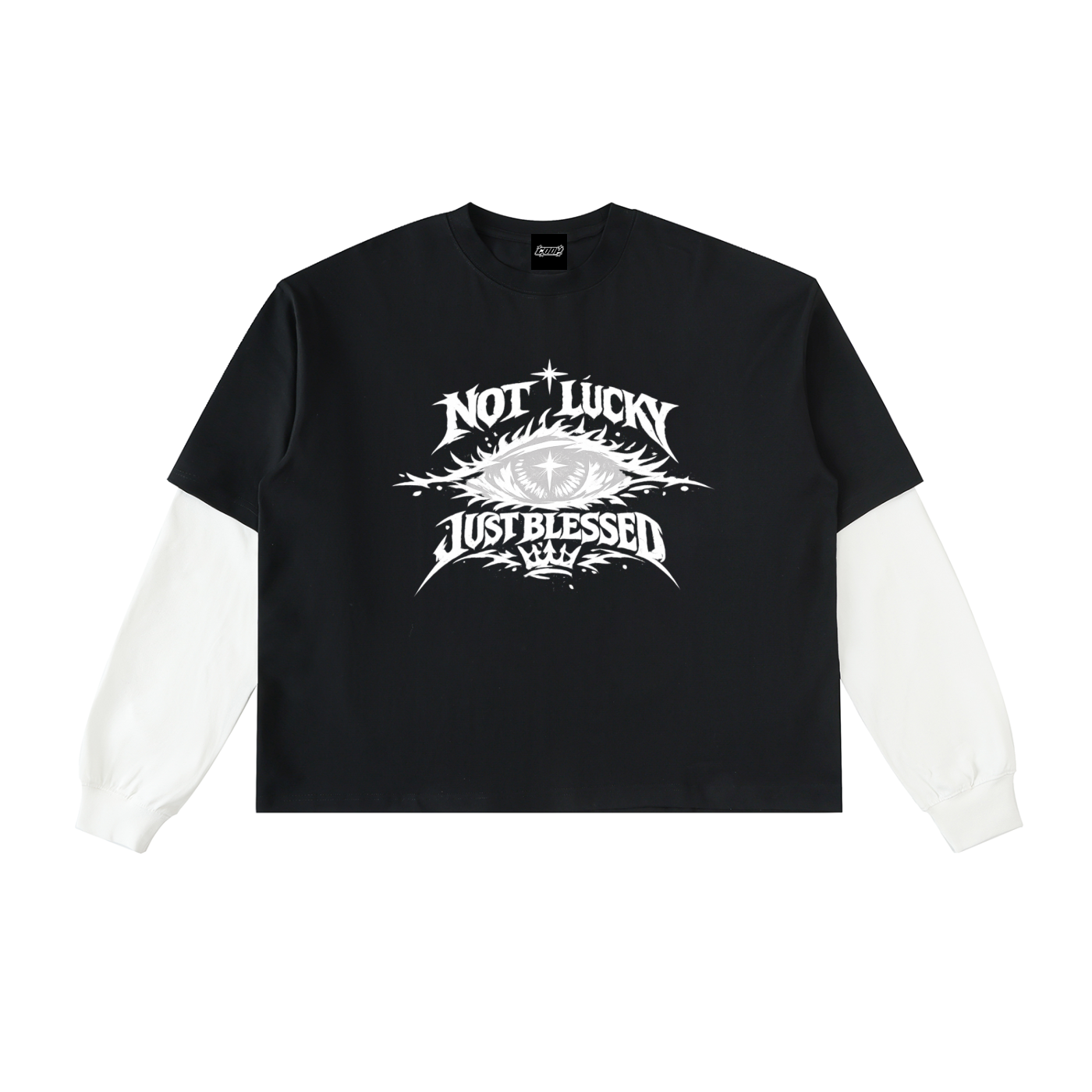 Layered Contrast Sleeve Cotton T-Shirt