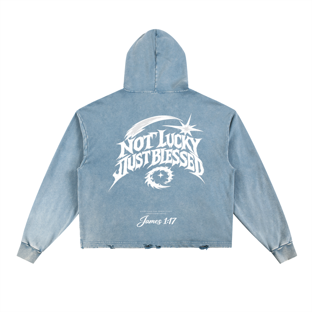 Vintage Washed Frayed-Hem Hoodie