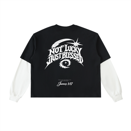Layered Contrast Sleeve Cotton T-Shirt