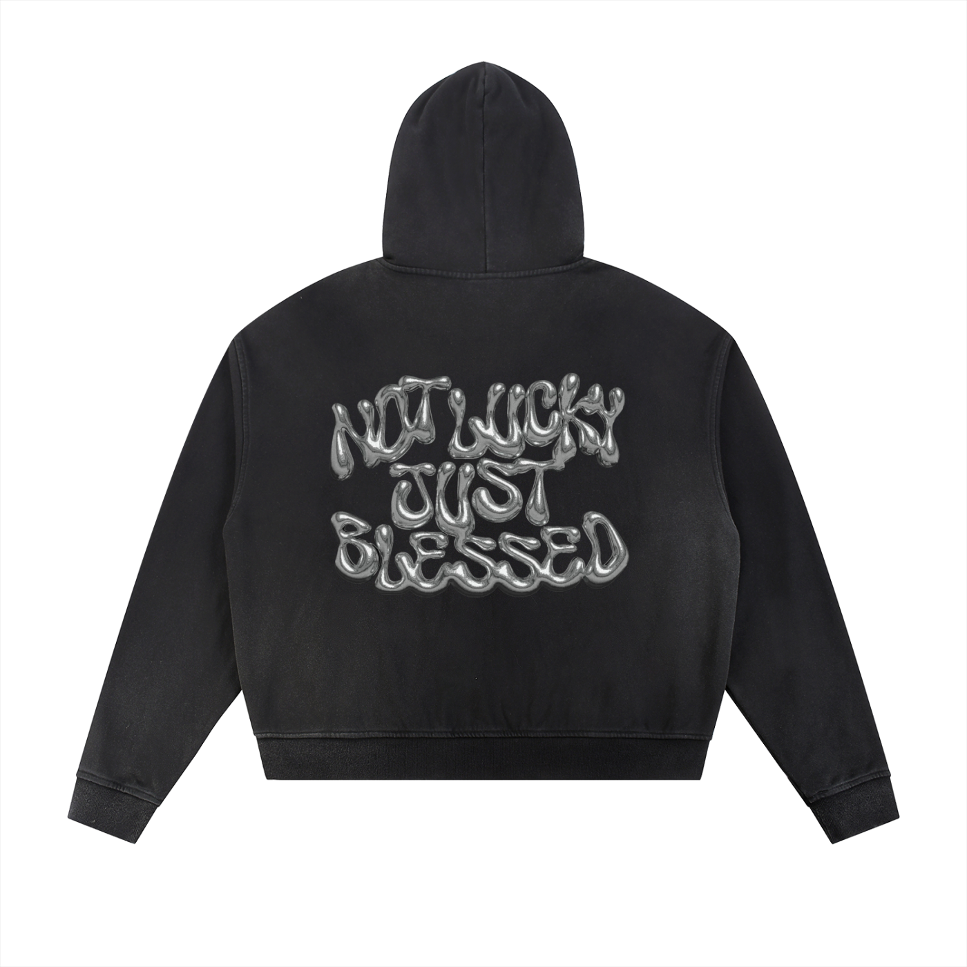 Sun Fade Frayed Raw Edge Fleece Zip Hoodie