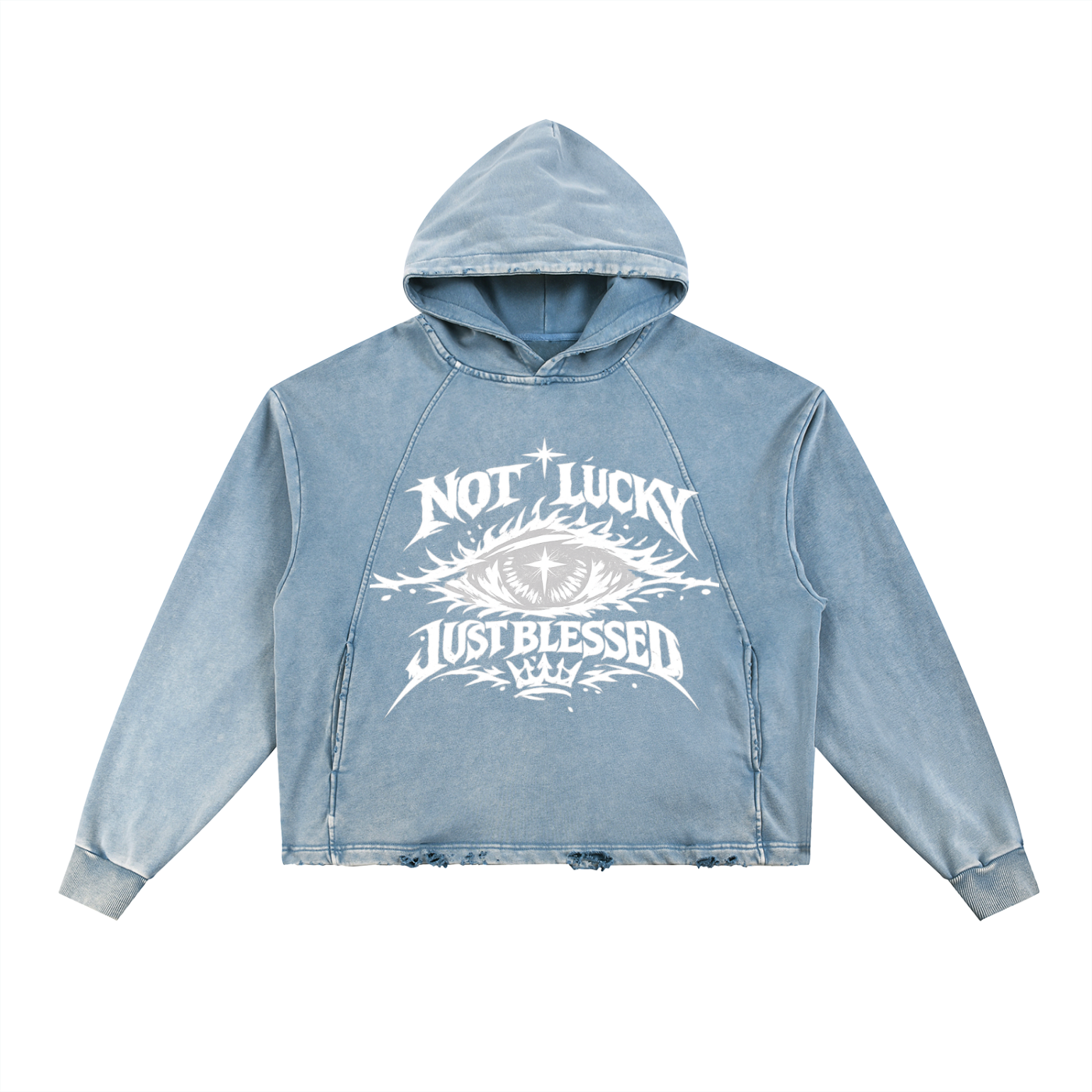 Vintage Washed Frayed-Hem Hoodie